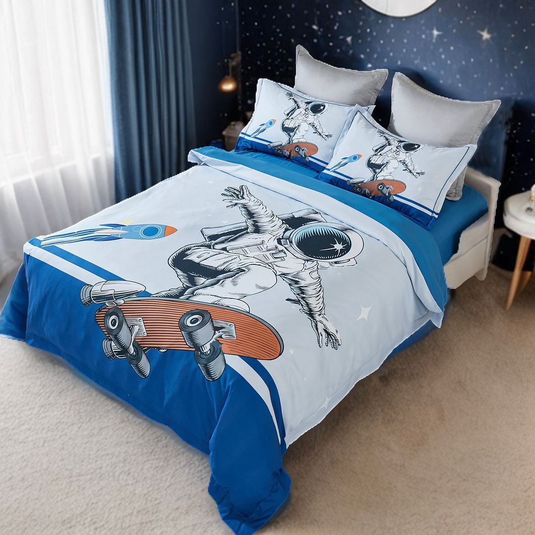 Astronaut Kids Quilt Cover Set – Multi – Double