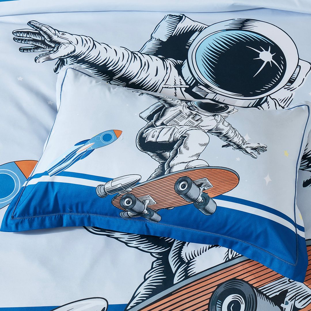 Astronaut Kids Quilt Cover Set – Multi – Double