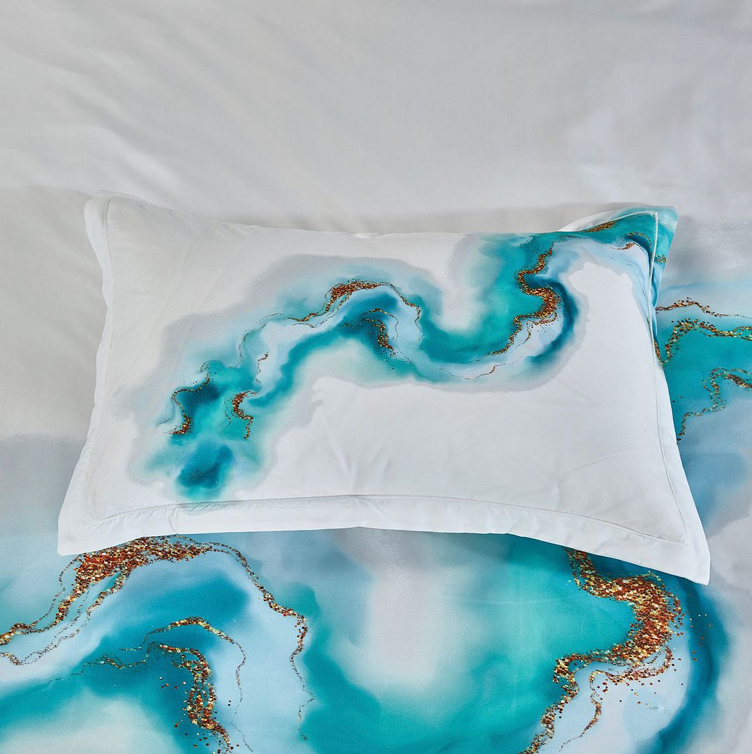 Halston Ocean Marble Quilt Cover Set – Multi – Queen