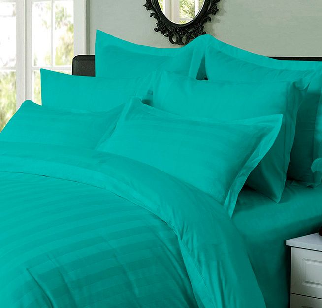 Marston 1000TC Ultra Soft Striped Quilt Cover Set – Blue – Queen