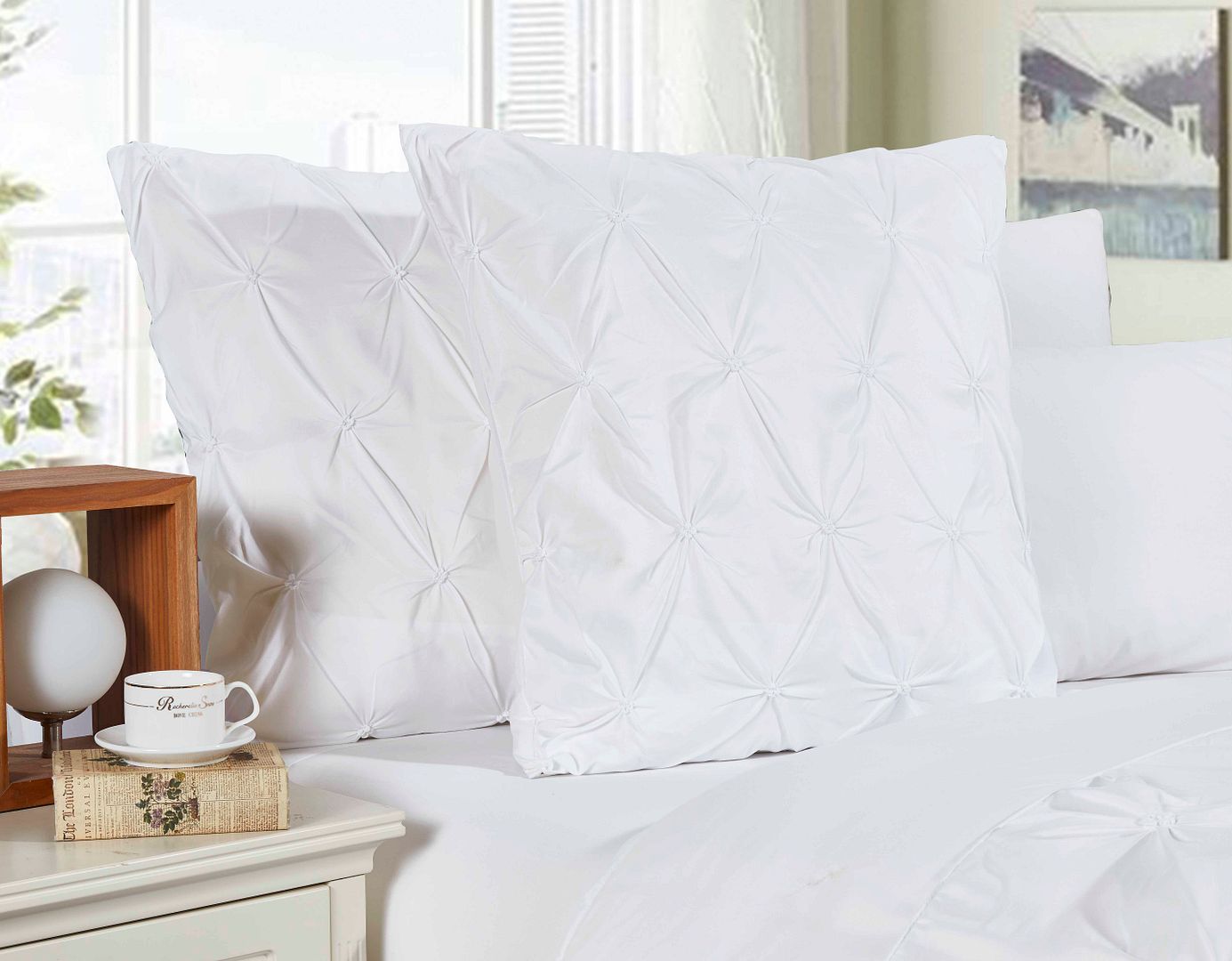 Diamond Pintuck Premium Ultra Soft European Pillowcases 2 - Pack - White