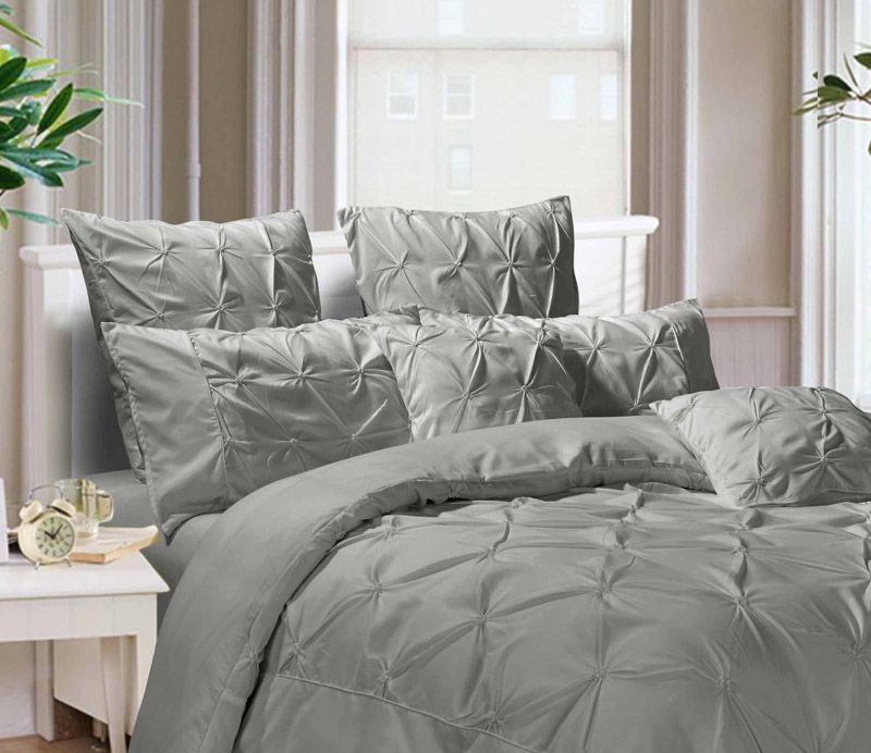Alderon Diamond Pintuck European Pillowcases – Grey – Set of 2