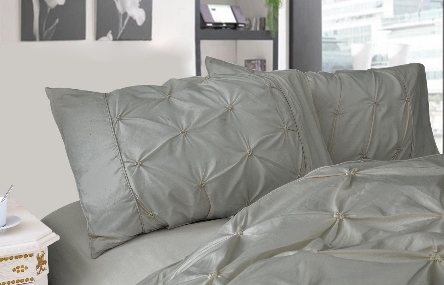 Diamond Pintuck Premium Ultra Soft Pillowcases 2 - Pack - Grey – King