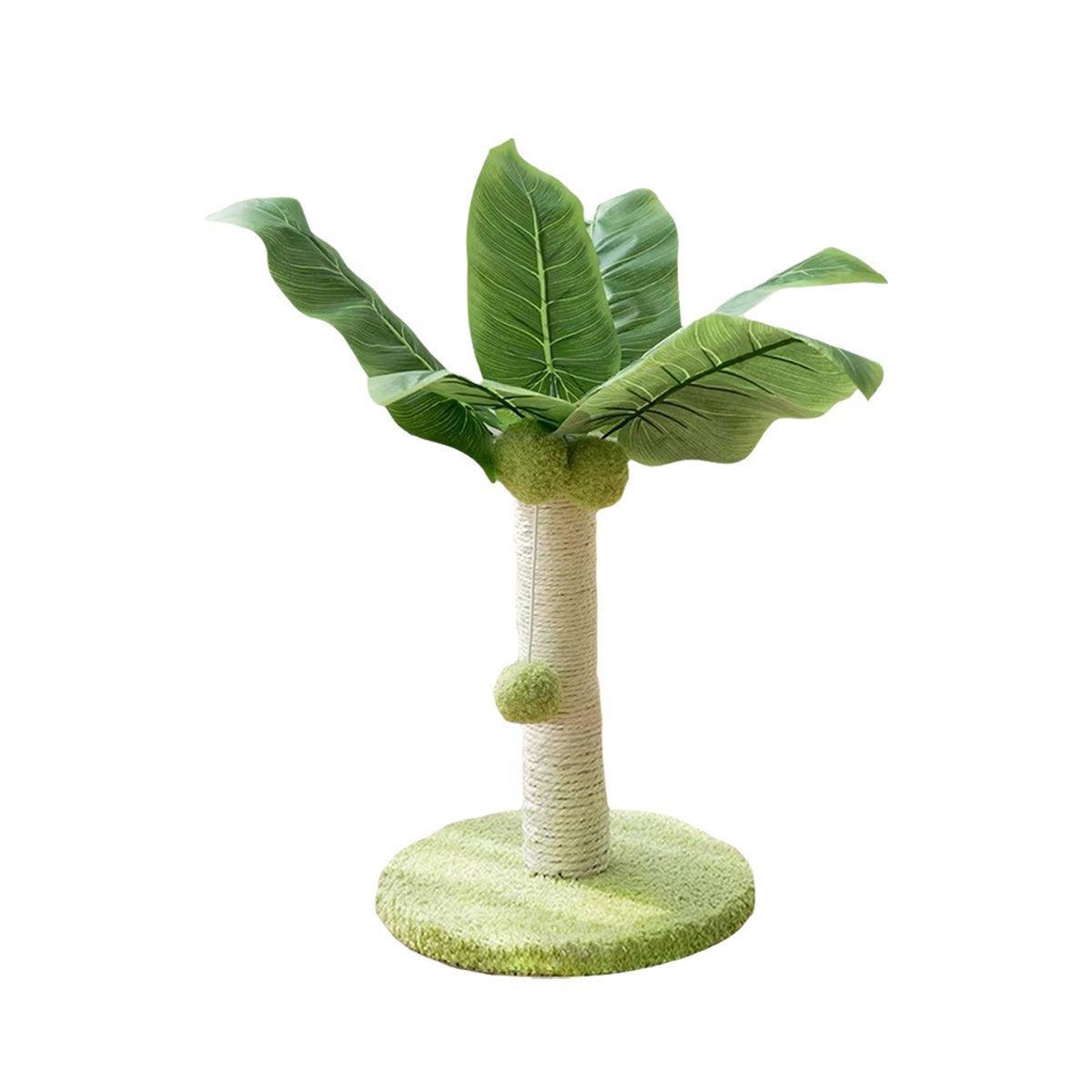 Tropical Coconut Tree Cat Scratching Post – Green & Beige – Small