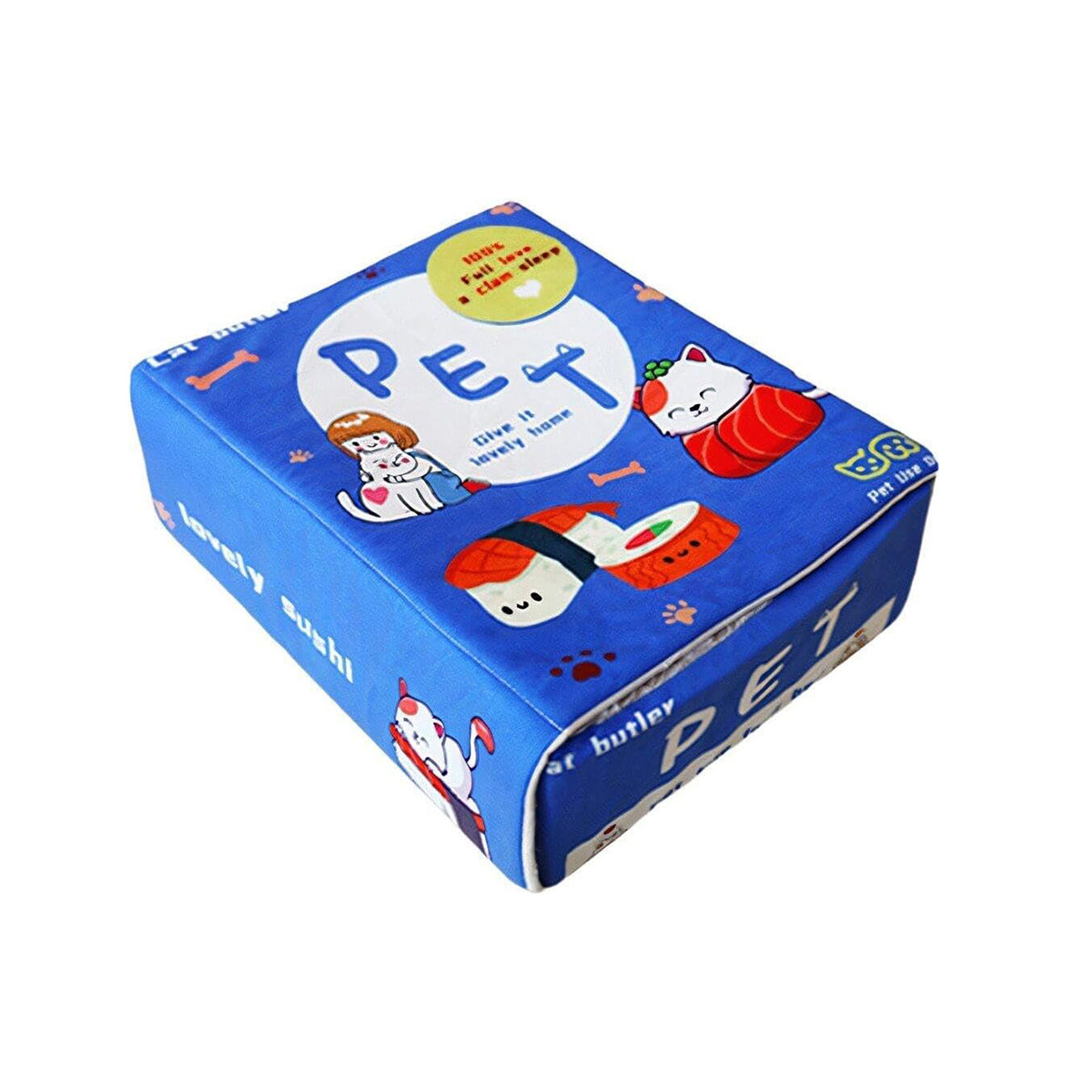 Biscuit Cookie Box Pet Bed – Blue – Medium