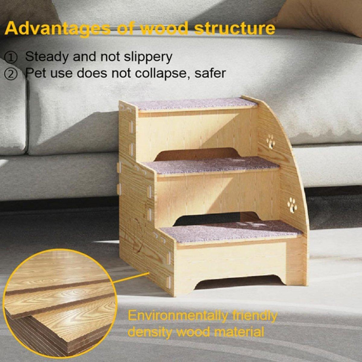 Atlas Wooden Pet Stairs – 3 Step Bed & Sofa Ladder