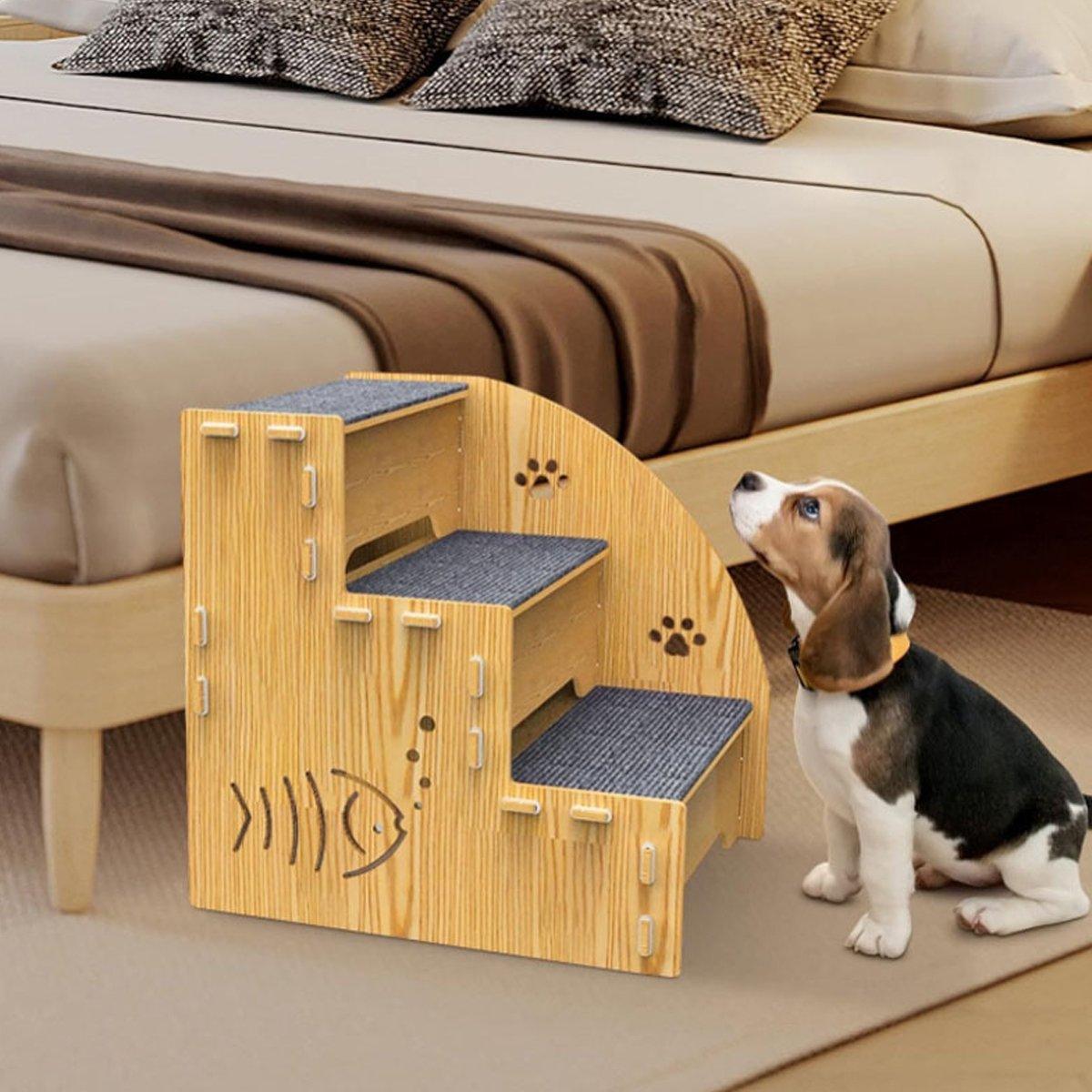 Atlas Wooden Pet Stairs – 3 Step Bed & Sofa Ladder