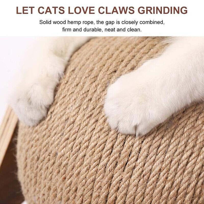 Linden Wooden Cat Scratcher with Rotating Sisal Ball