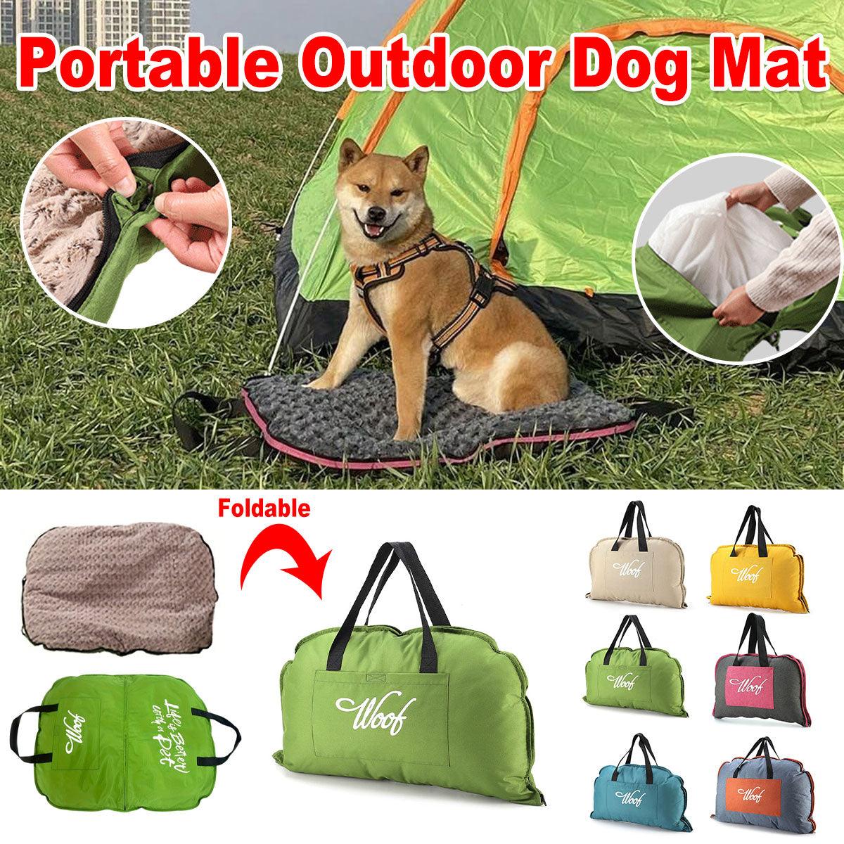 Portable Folding Pet Kennel Zippered Outdoor Dog Bed Travel Mat Waterproof - Blue Orange