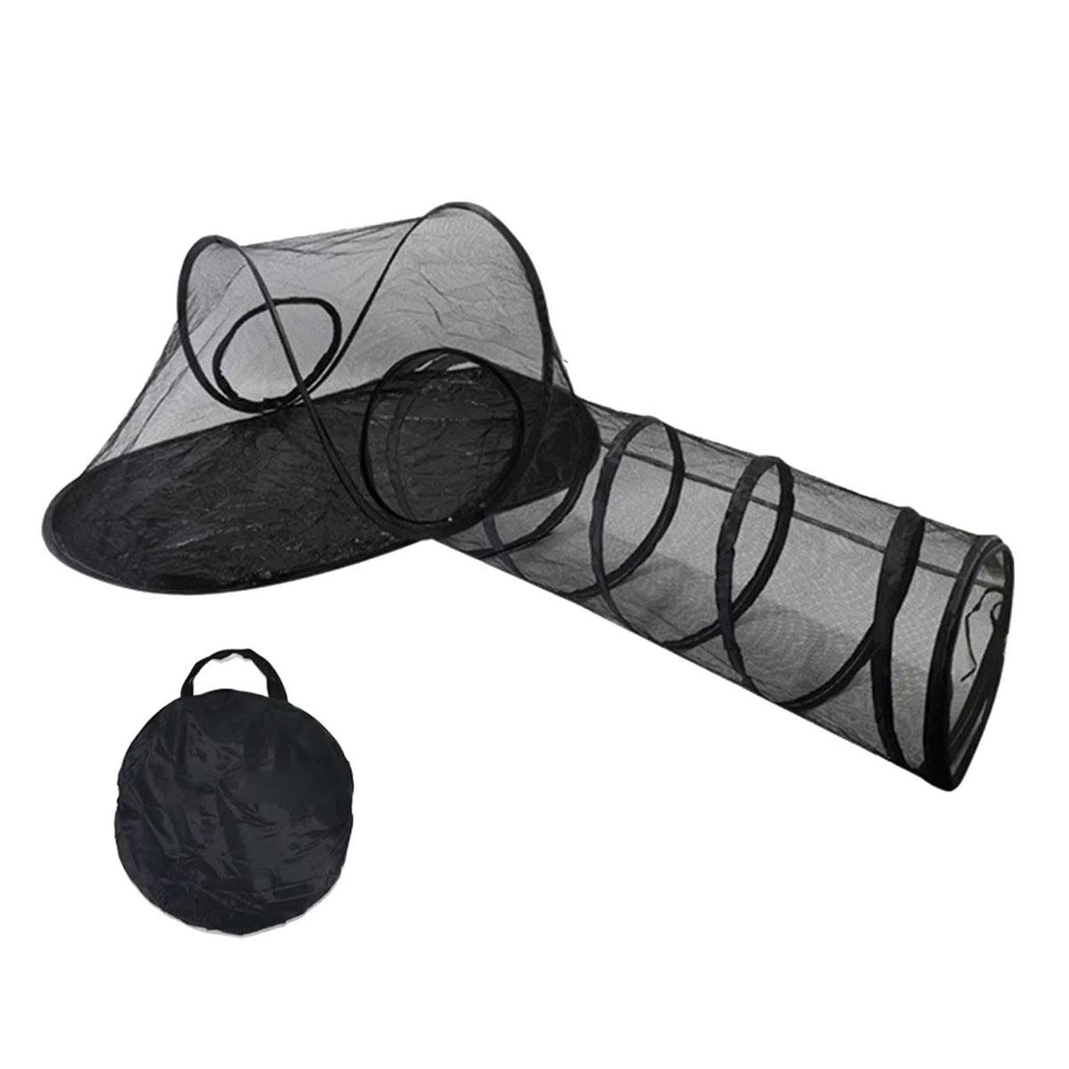 Nara Foldable Pet Tent with Tunnel – Black – Medium