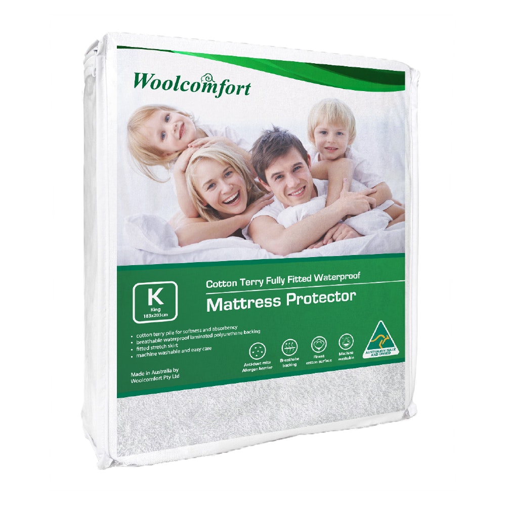 Cotton Terry Fully Fitted Waterproof Mattress Protector – King