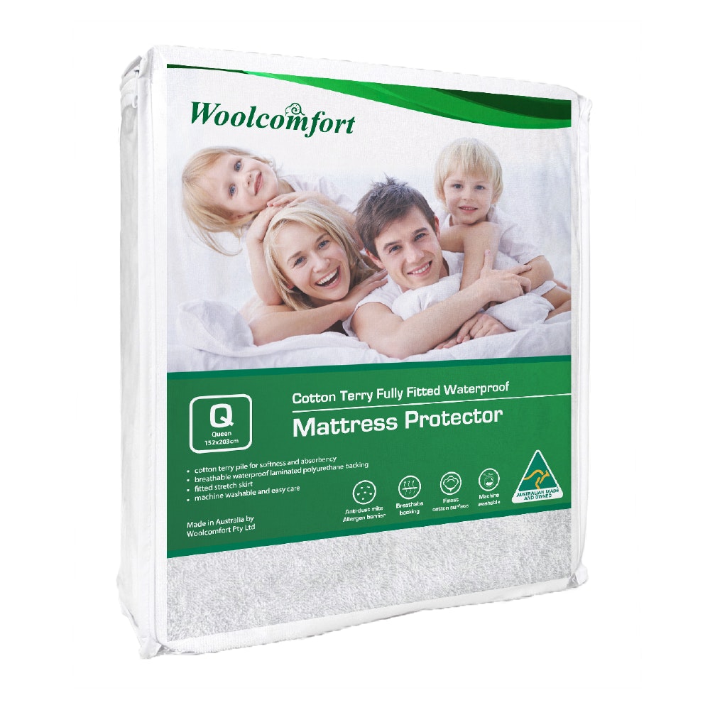 Cotton Terry Fully Fitted Waterproof Mattress Protector – Queen