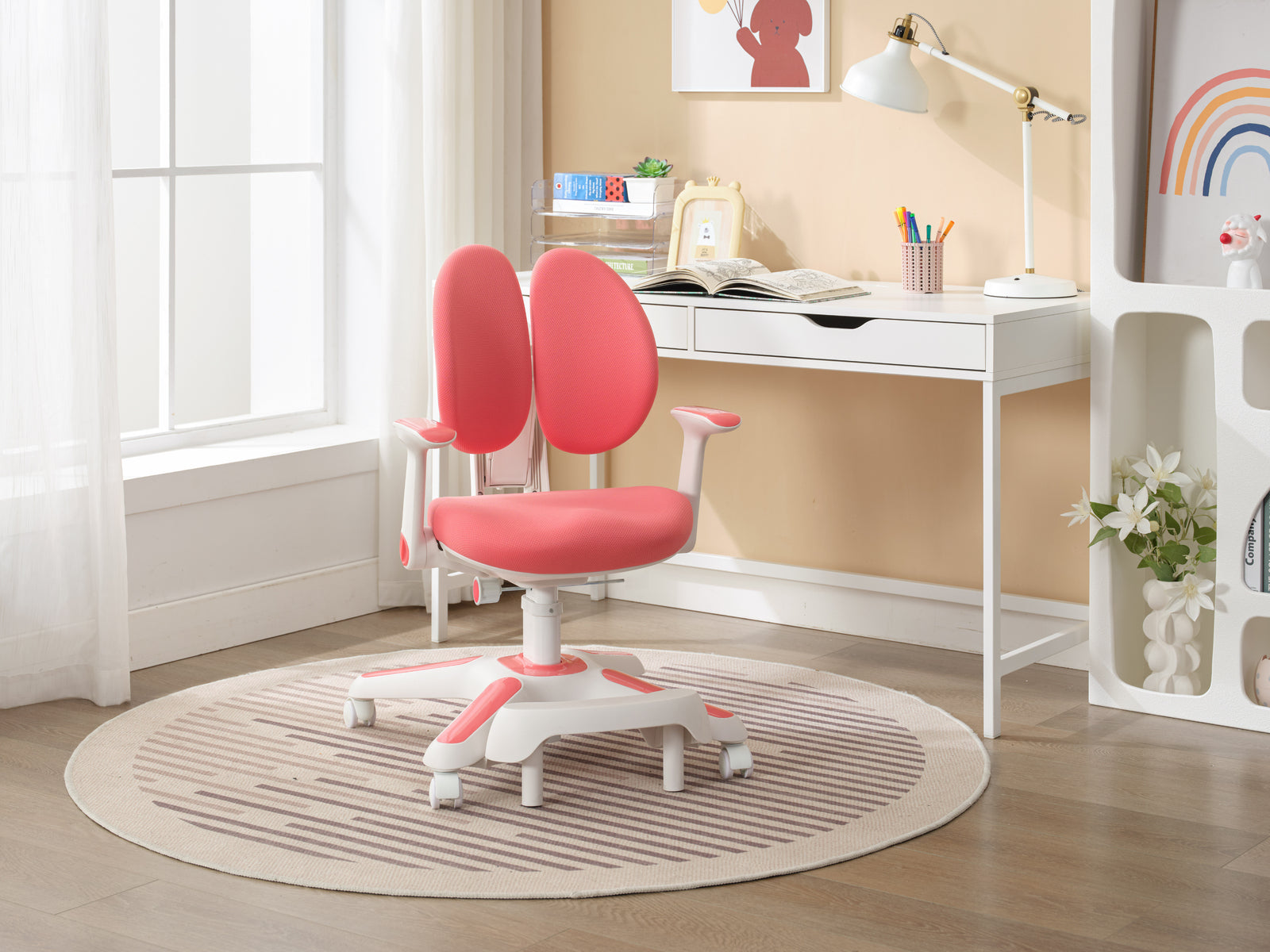 Marston Ergonomic Kids Study Chairs – Pink – Set of 2