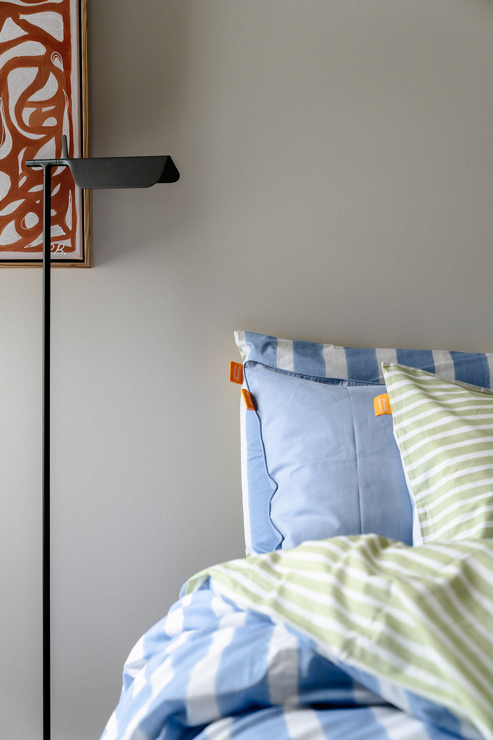 Nova Cotton Quilt Cover Set – Blue Green White Stripe – Queen