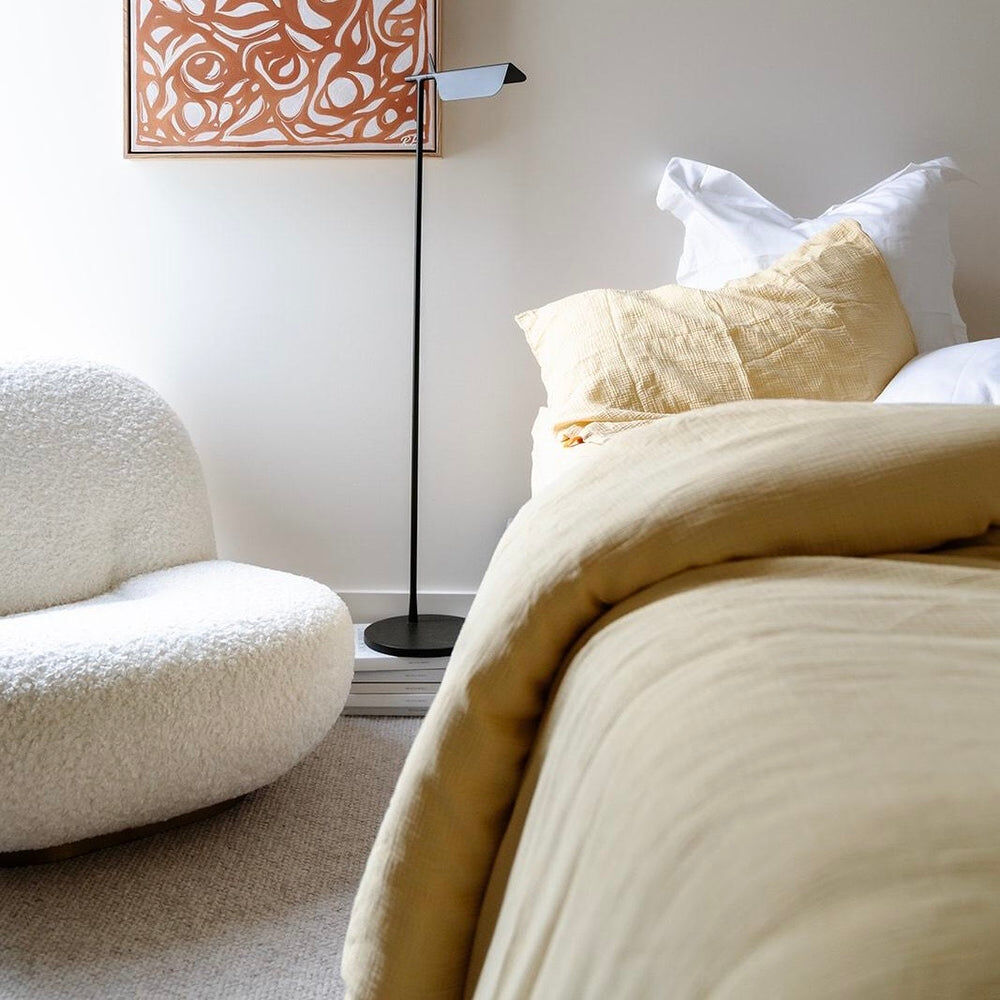 Serano Cotton Muslin Quilt Cover Set – Yellow – Queen