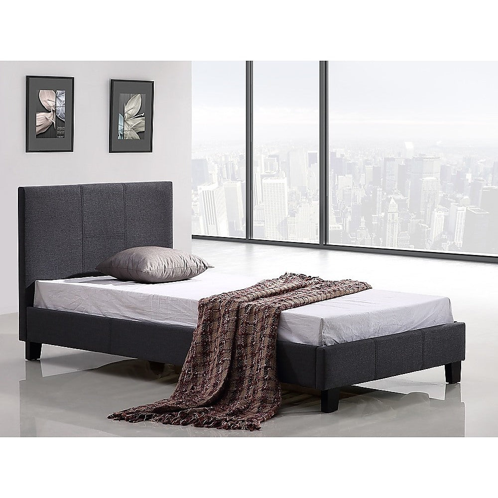 Haven Linen Fabric Bed Frame – Grey – Single