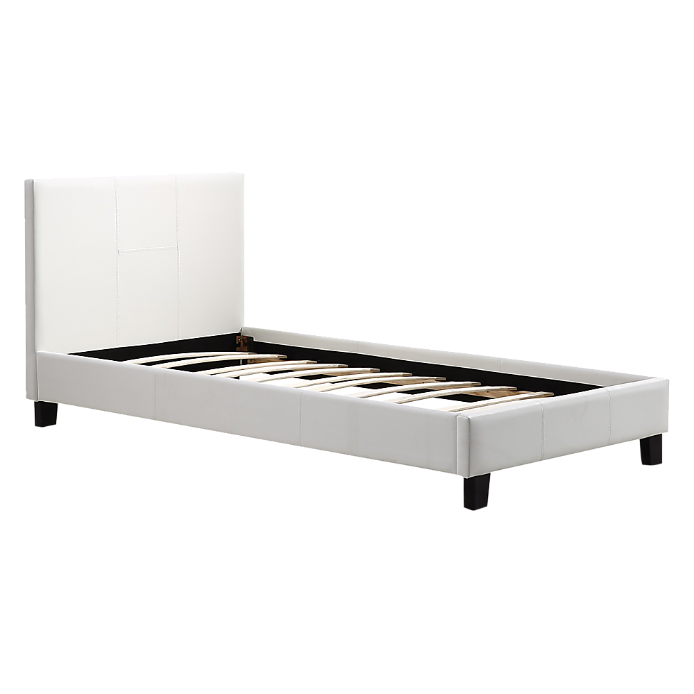 Rowan PU Leather Bed Frame White – Single