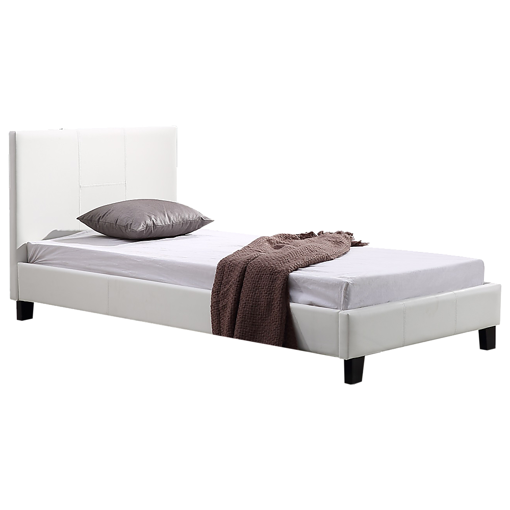 Rowan PU Leather Bed Frame – White – Single