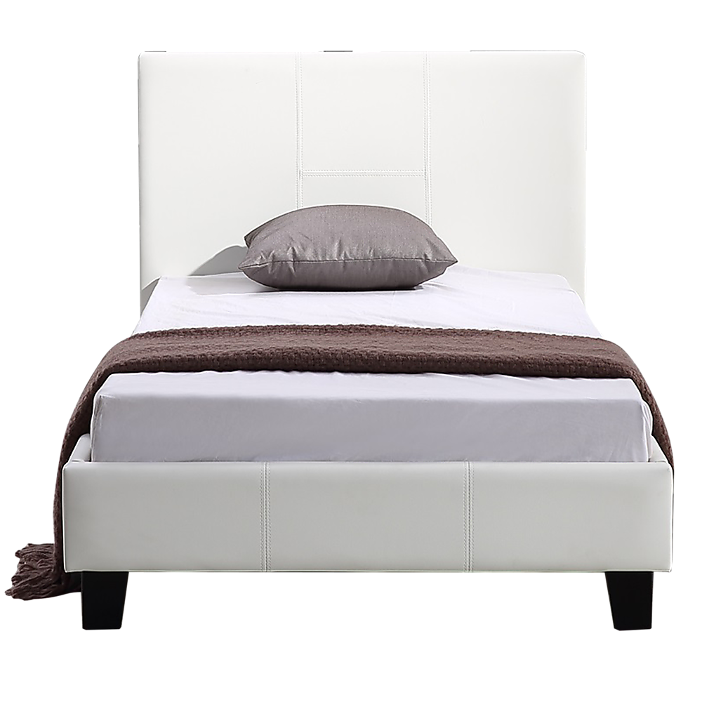 Rowan PU Leather Bed Frame – White – Single