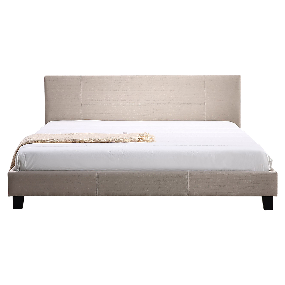 Arlo Linen Fabric Bed Frame – Beige – King