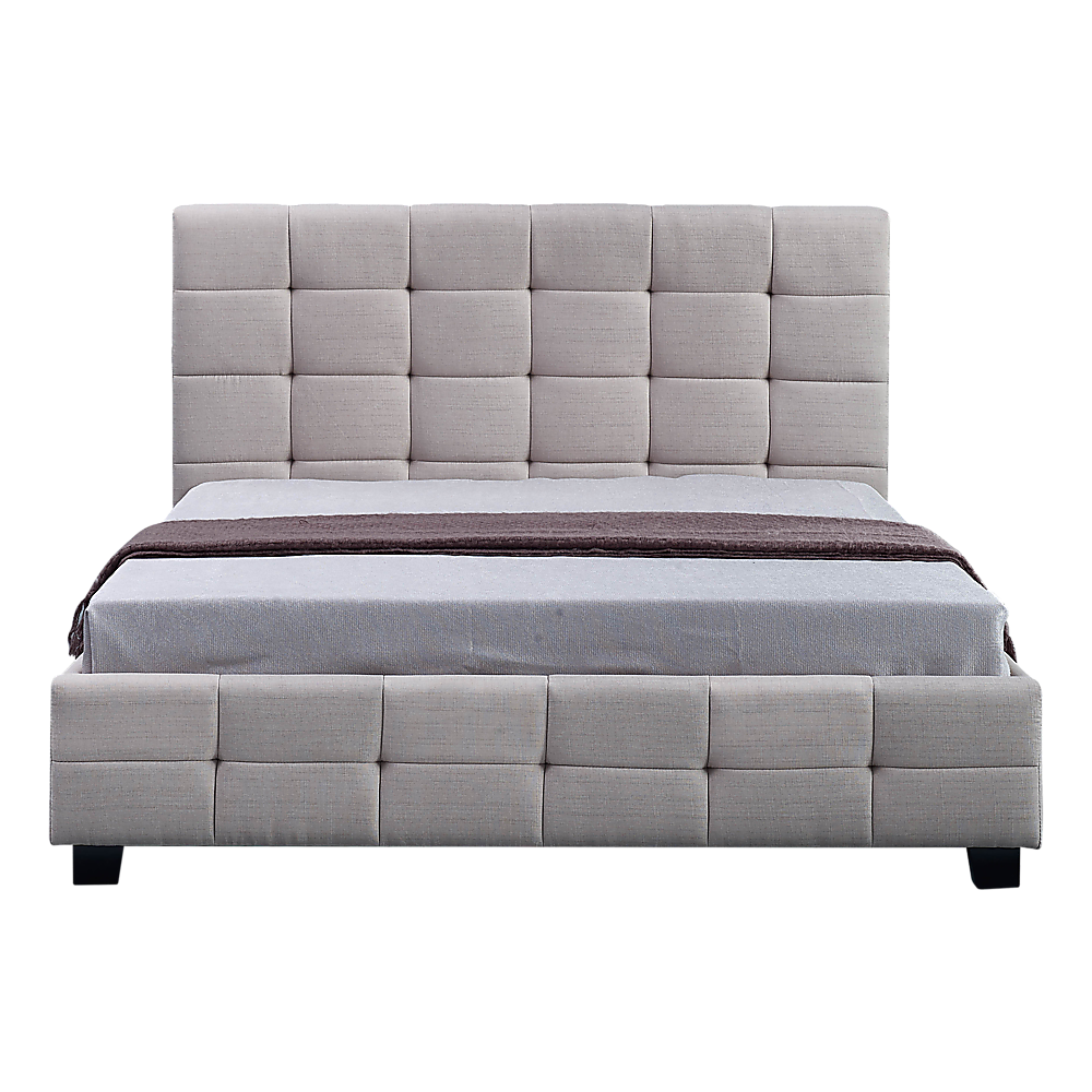 Serena Linen Fabric Queen Bed Frame – Beige – Queen