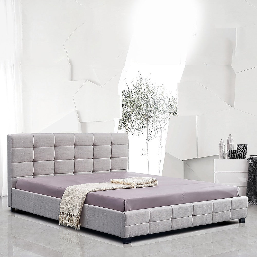 Alderon Linen Bed Frame – Beige – King