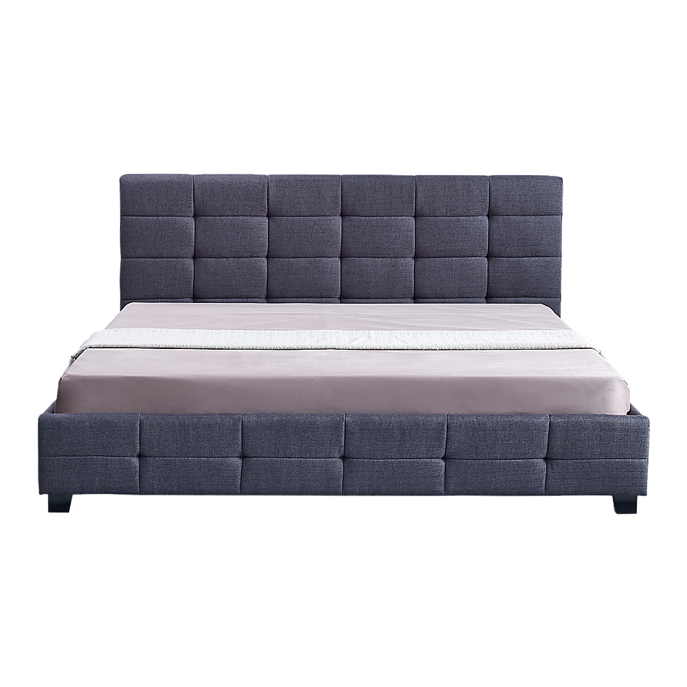 Linen Fabric Deluxe Bed Frame Grey – King