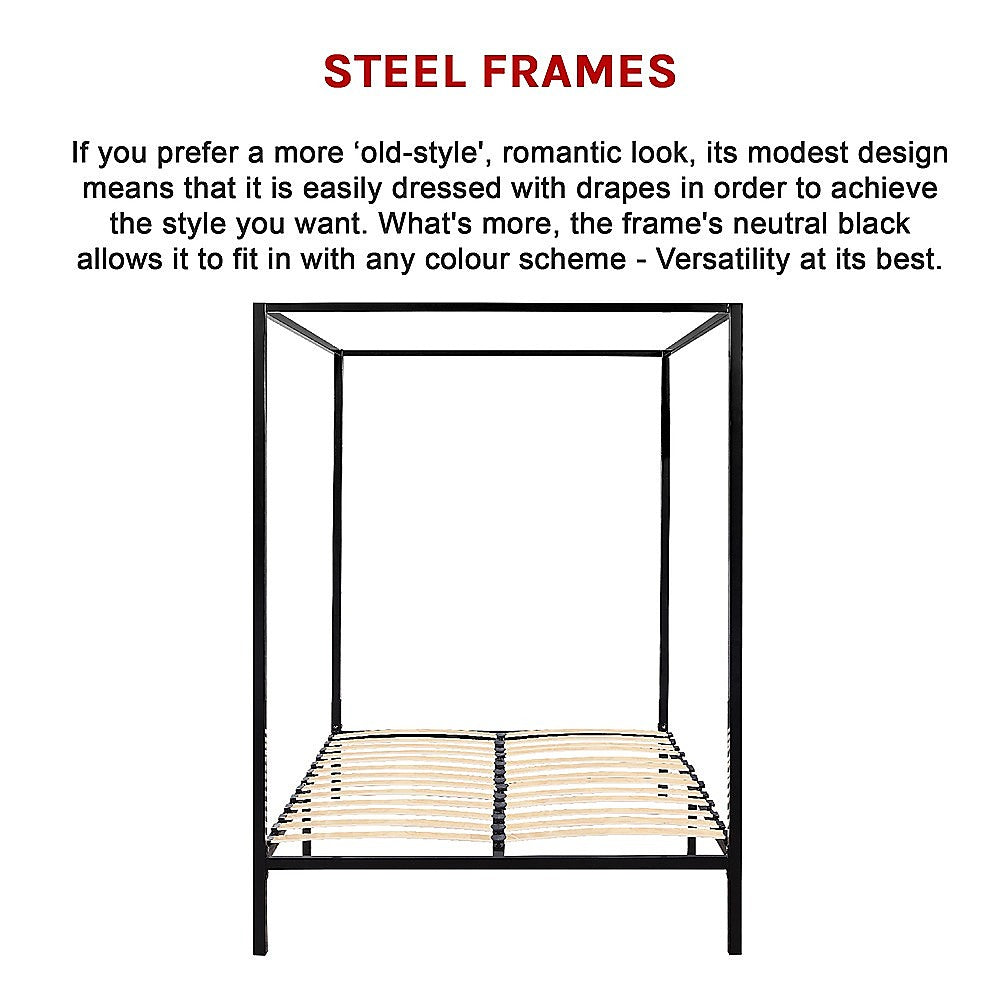 Rowan 4 Poster Bed Frame – Black – Double