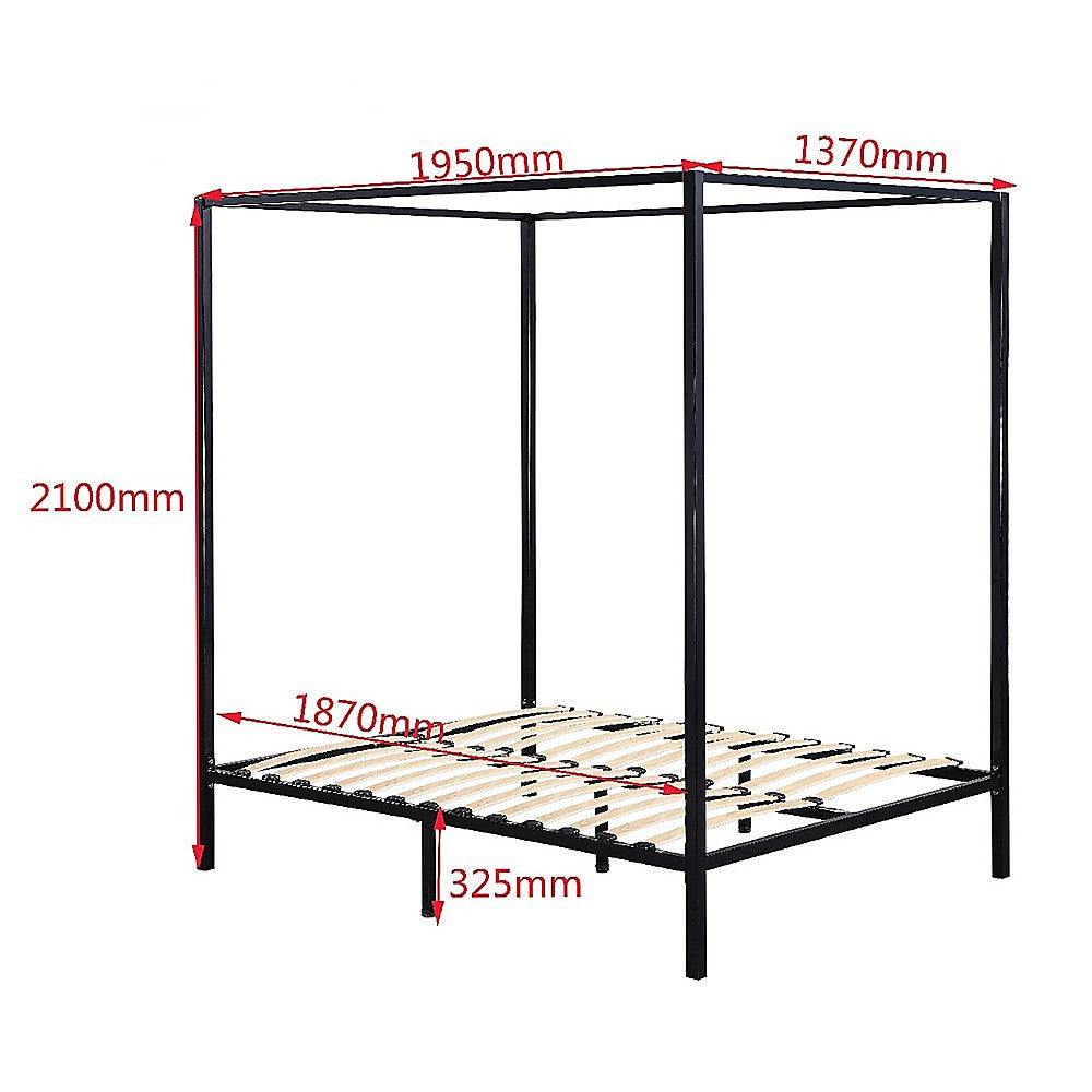 Rowan 4 Poster Bed Frame – Black – Double