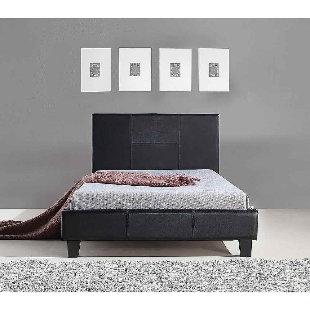 Rowan PU Leather Bed Frame – Black – King Single