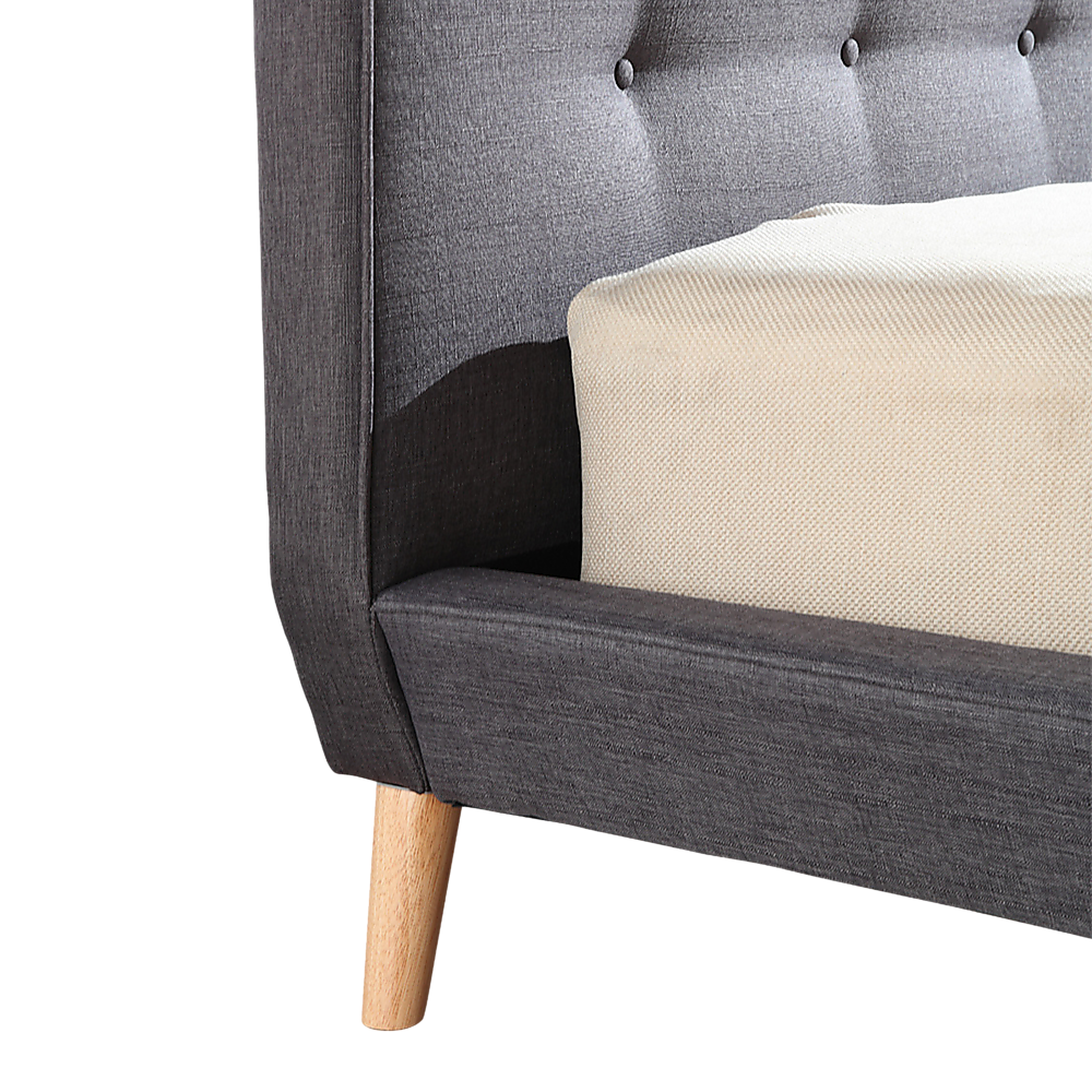 Rowan Linen Fabric Deluxe Bed Frame – Grey – Queen