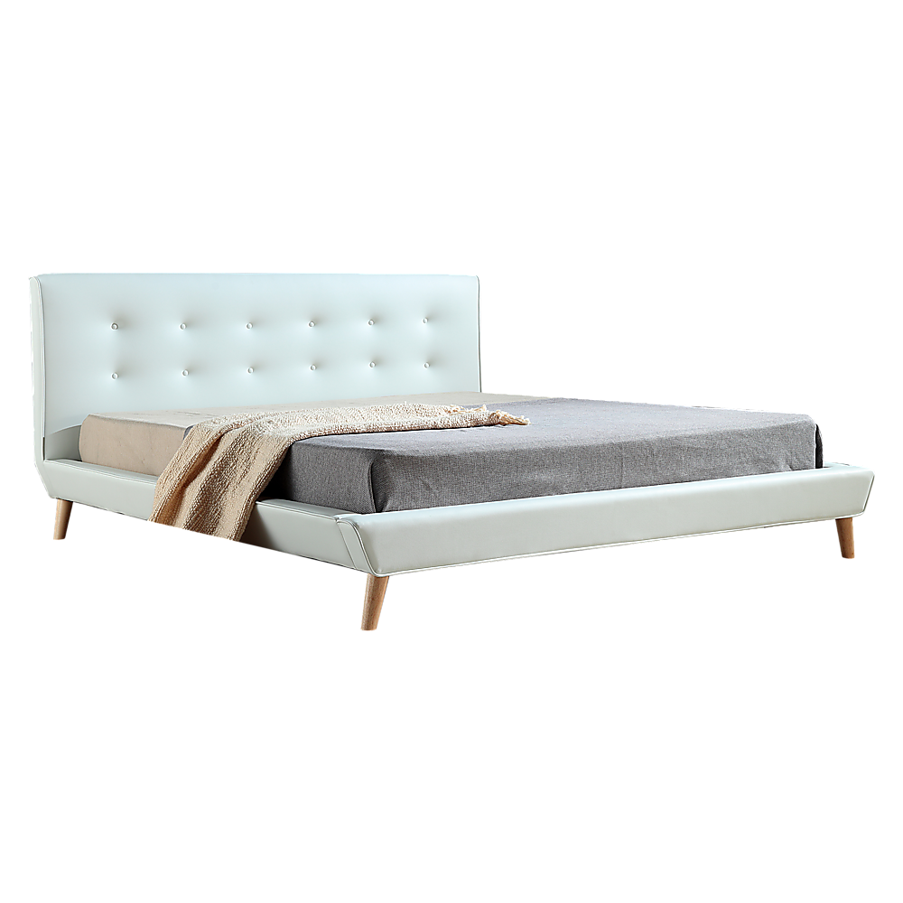 Linden PU Leather Deluxe Bed Frame White – King