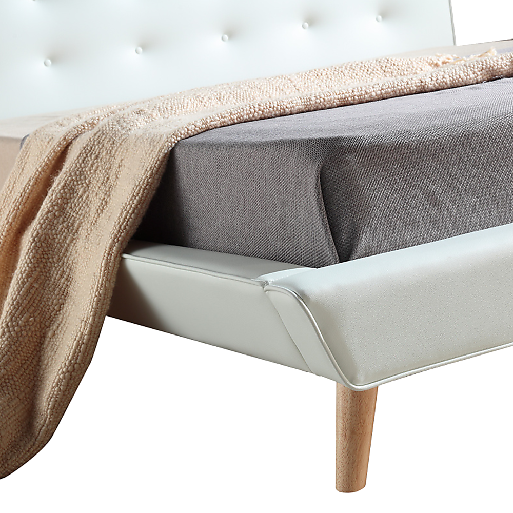 Linden PU Leather Deluxe Bed Frame – White – King