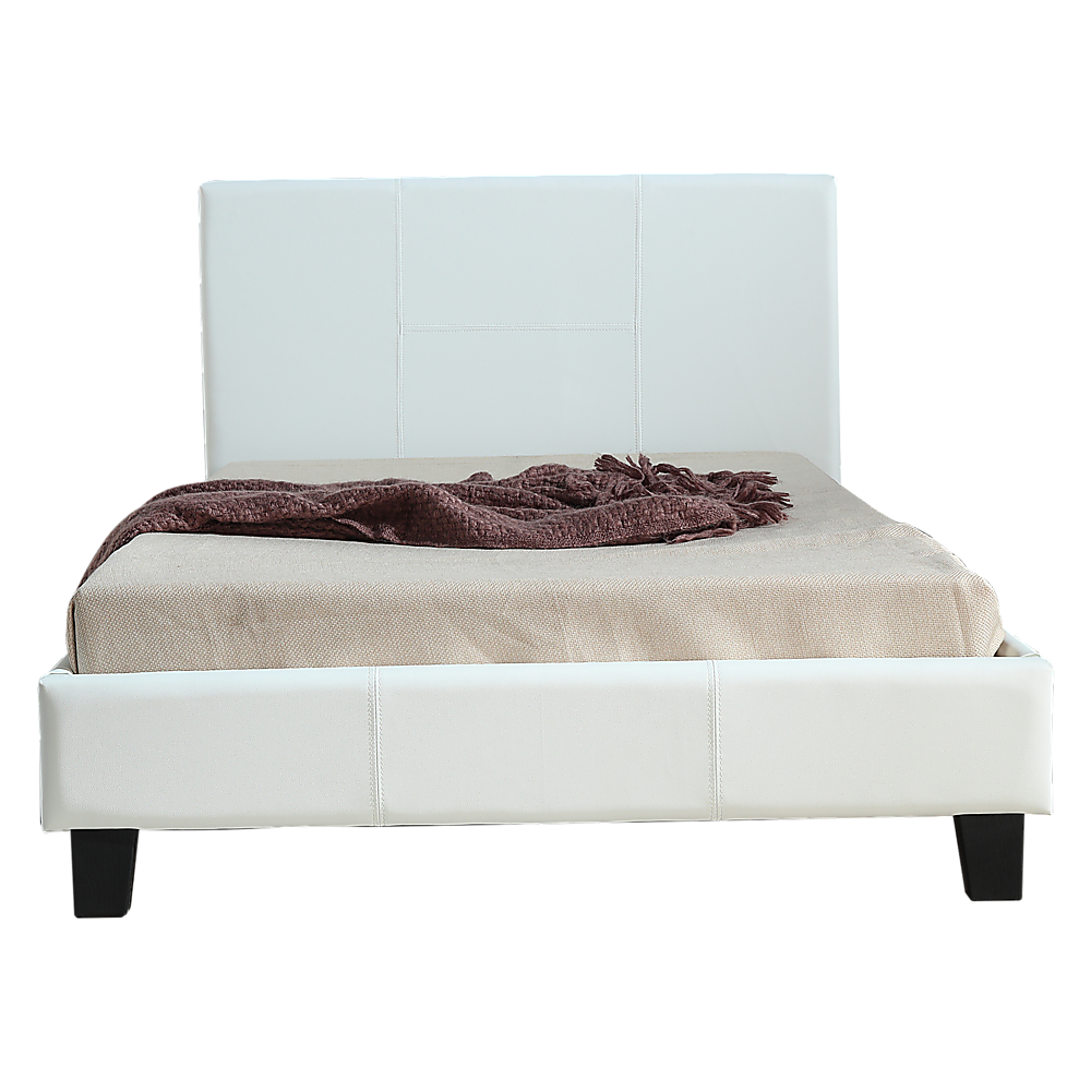 Linden PU Leather Bed Frame – White – King Single