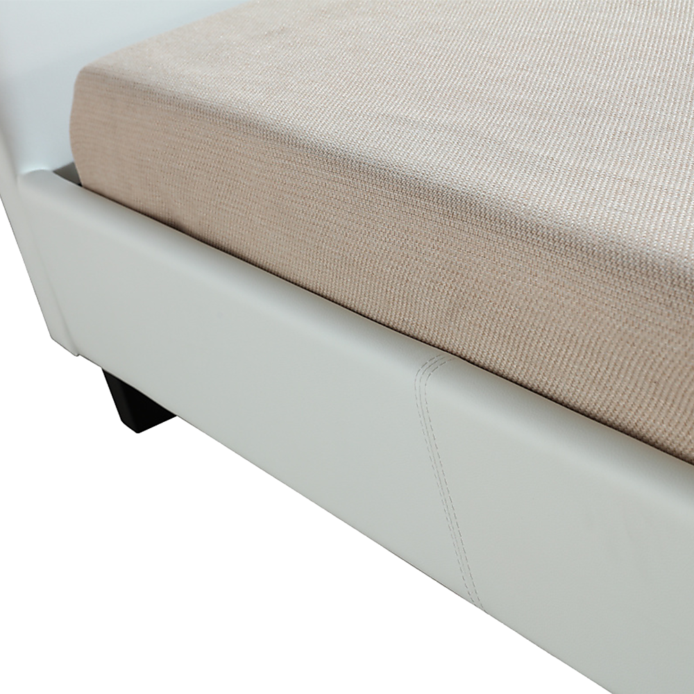 Linden PU Leather Bed Frame – White – King Single