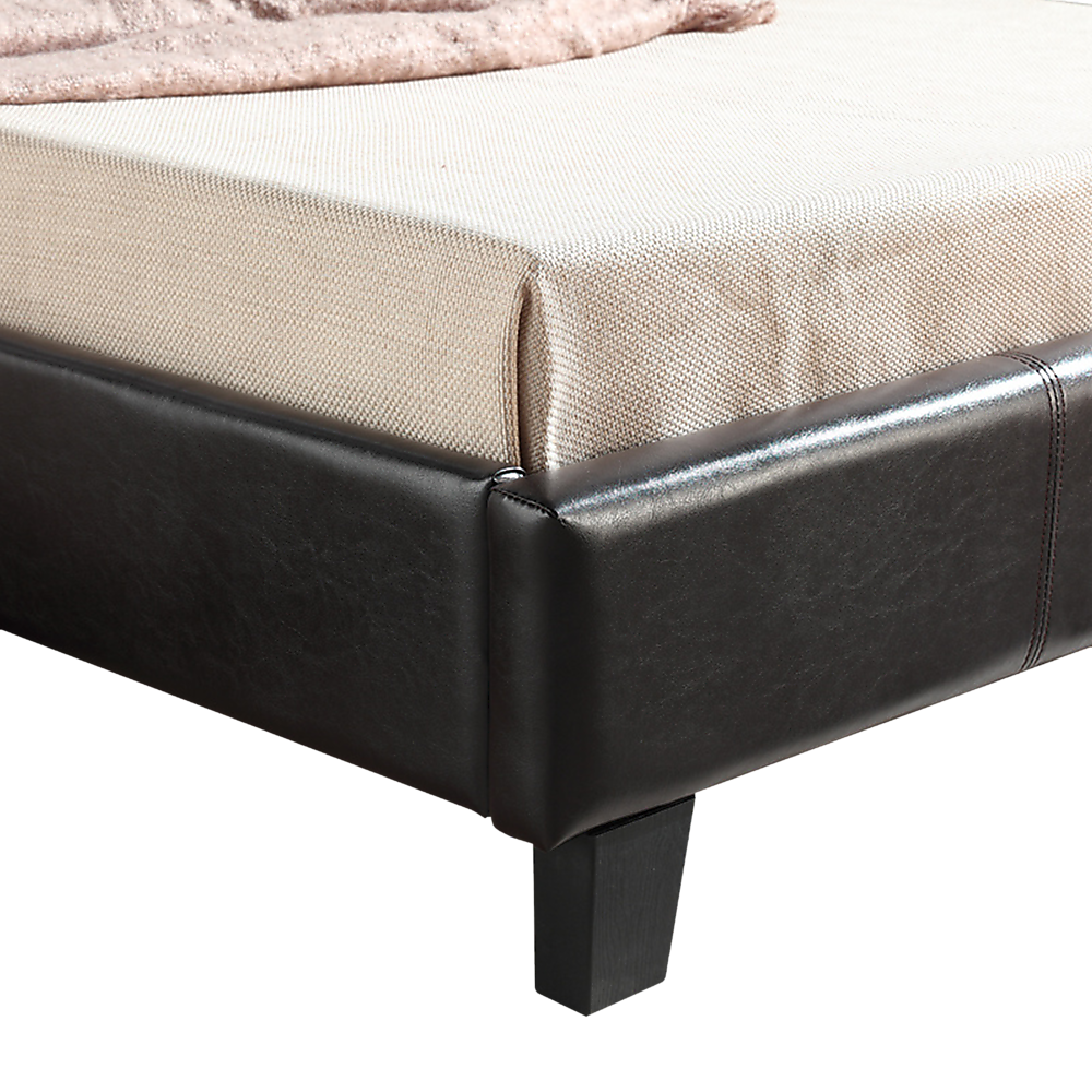 Linden PU Leather Bed Frame – Brown – King Single
