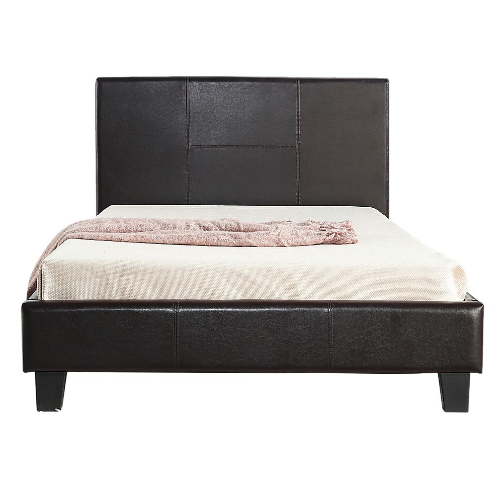 Linden PU Leather Bed Frame – Brown – King Single