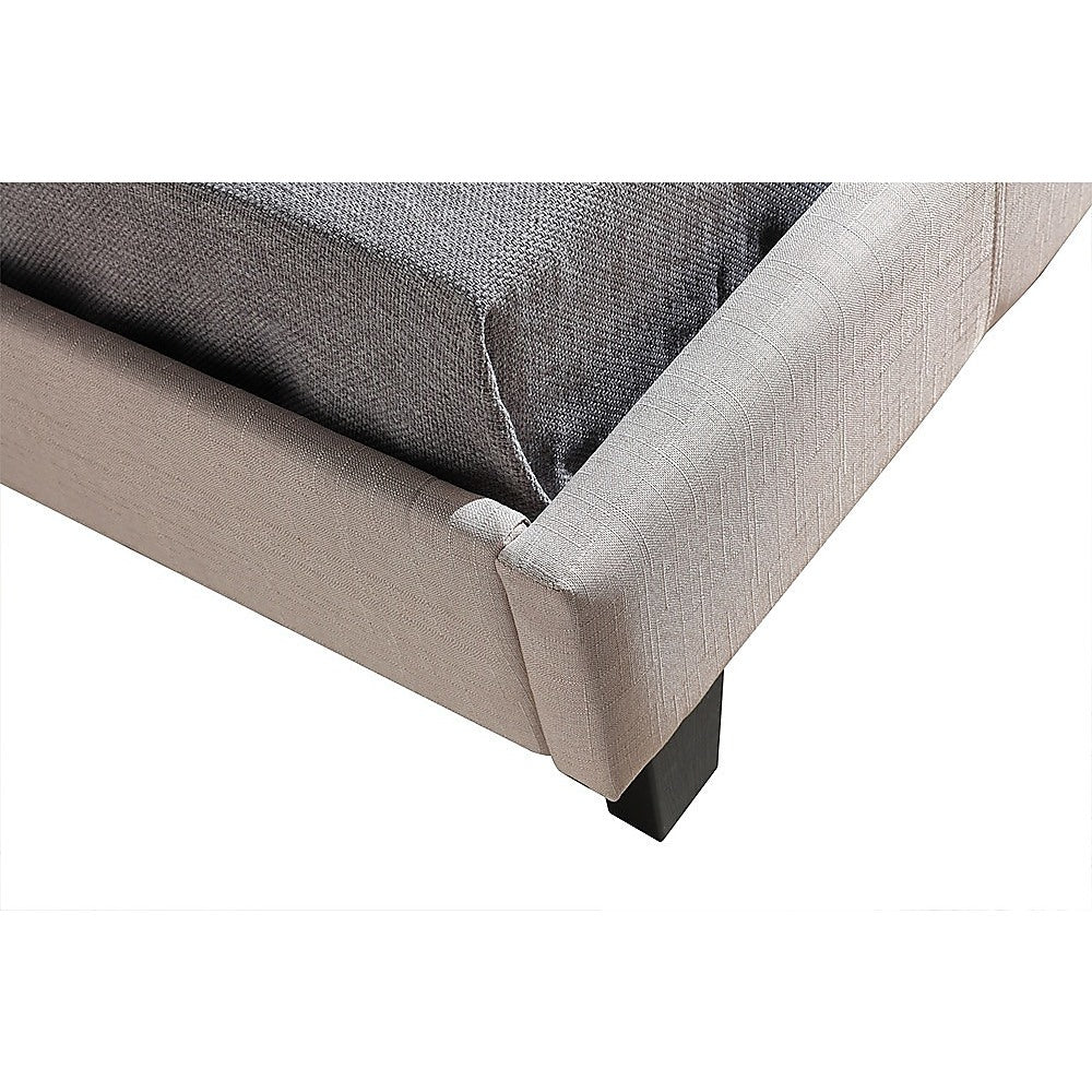 Haven Linen Fabric Bed Frame – Beige – King Single