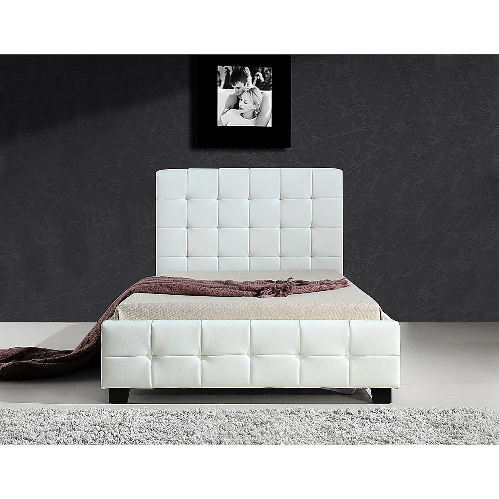 Rowan PU Leather Deluxe Bed Frame – White – King Single