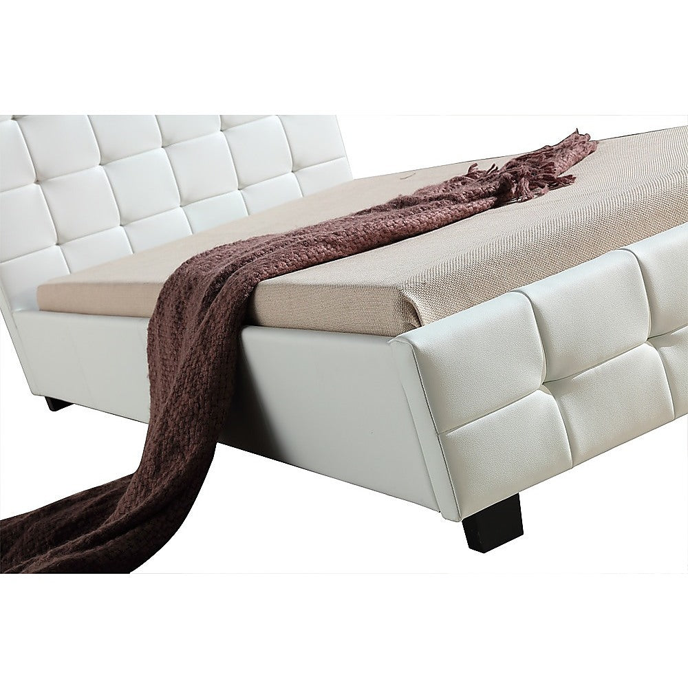 Rowan PU Leather Deluxe Bed Frame White – King Single
