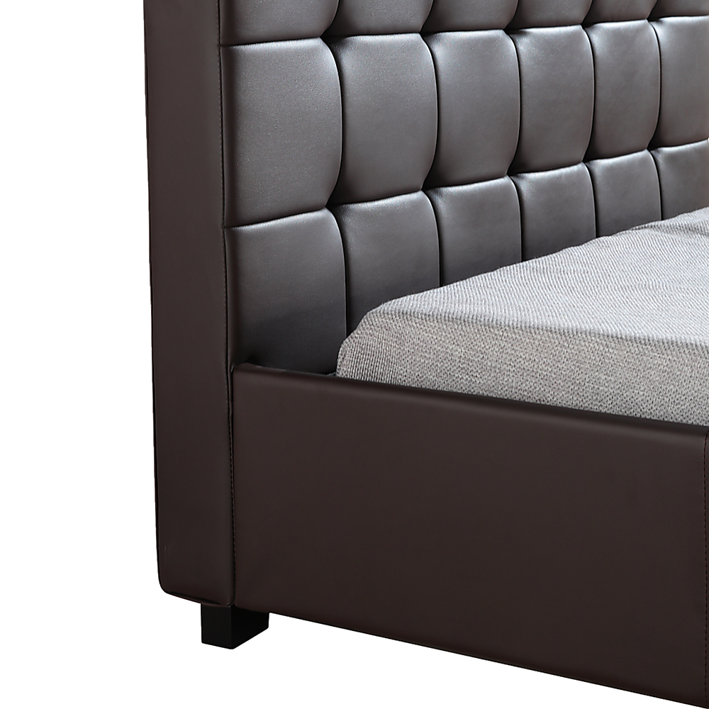 Rowan PU Leather Deluxe Bed Frame – Brown – King Single
