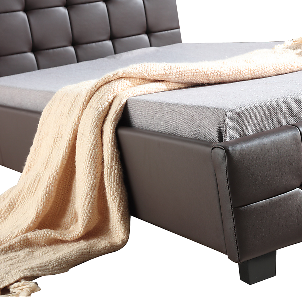 Rowan PU Leather Deluxe Bed Frame – Brown – King Single