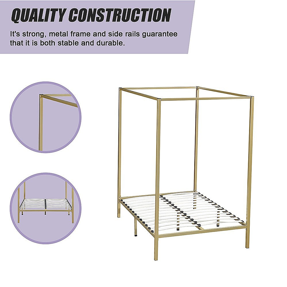 Linden 4 Poster Bed Frame – Gold – Double