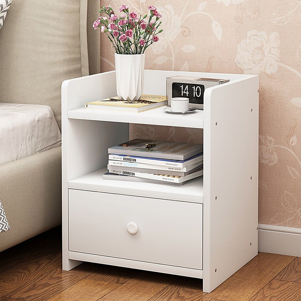 Hudson Bedside Table – White – Standard
