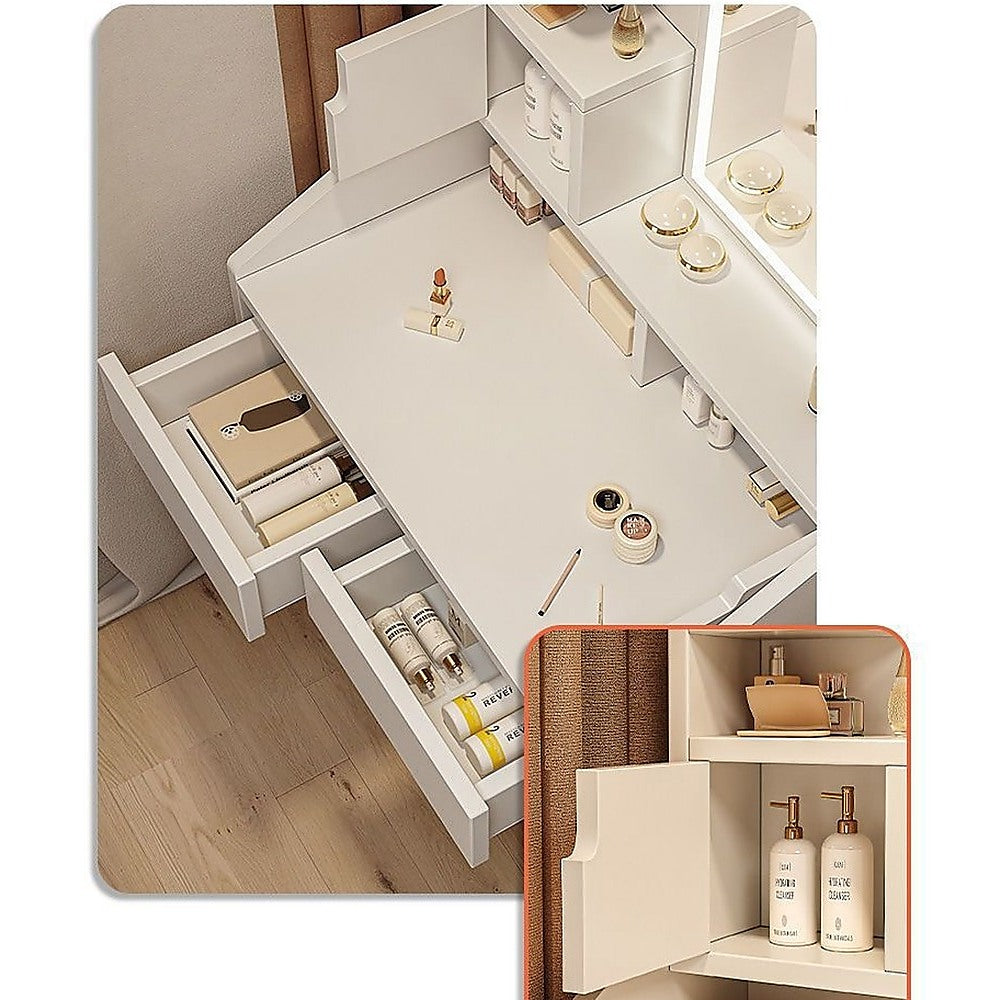 Laurel Makeup Vanity with LED Mirror – White – Standard