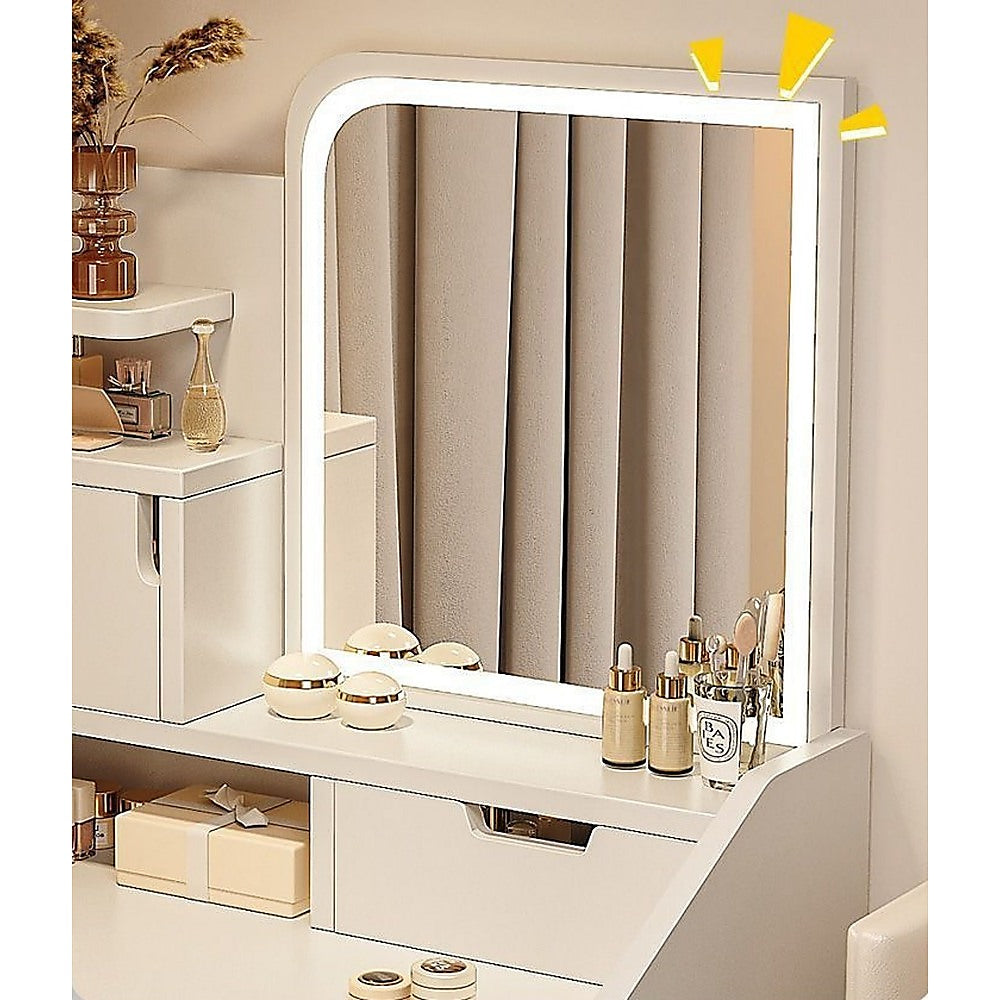 Laurel Makeup Vanity with LED Mirror – White – Standard