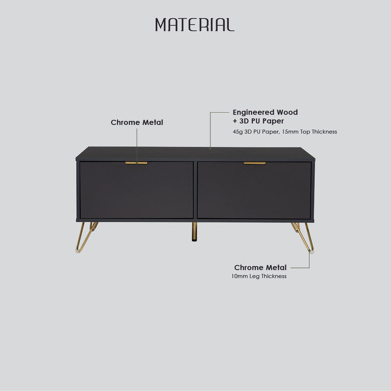 Volos Coffee Table – Black & Gold – 110cm