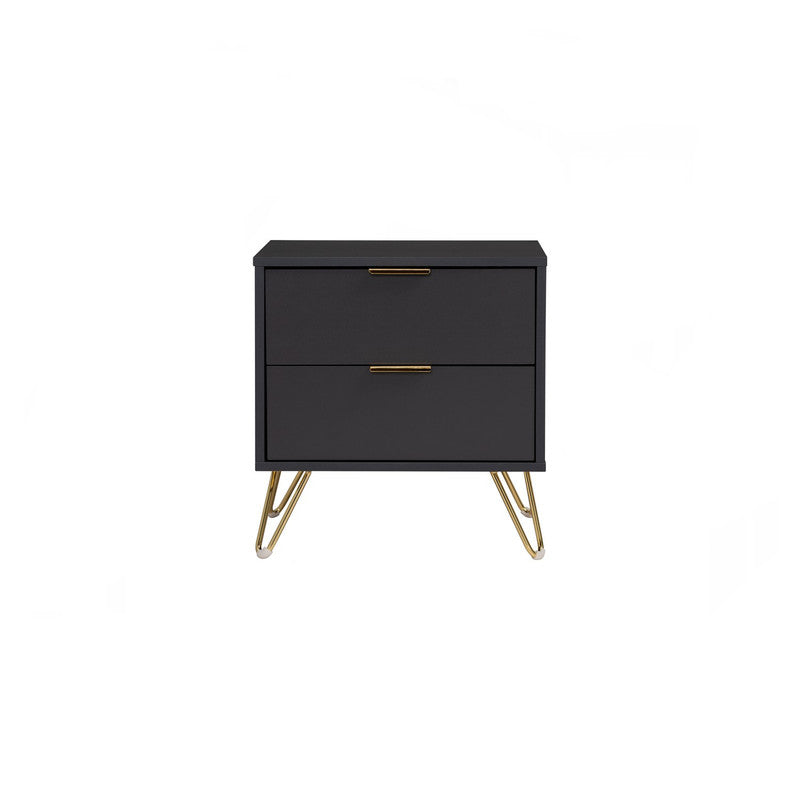 Volos Bedside Table – Black & Gold