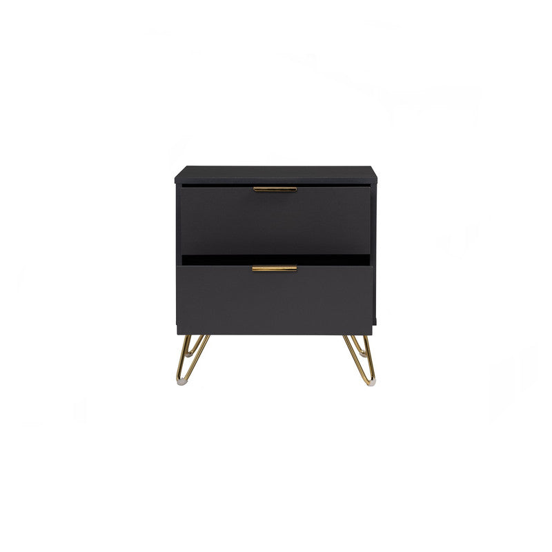 Volos Bedside Table – Black & Gold