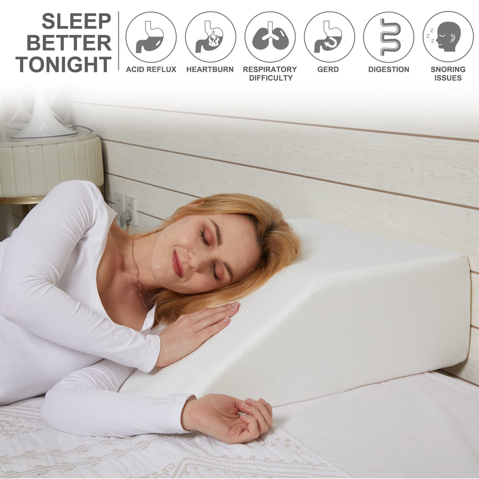 Alderon Memory Foam Leg Support Wedge Pillow – White – 22 cm
